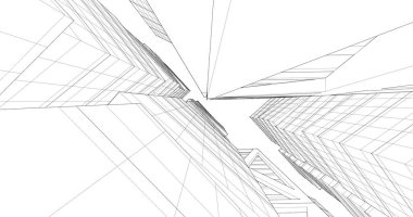 Arkaplanda mimari bina 3d illüstrasyon