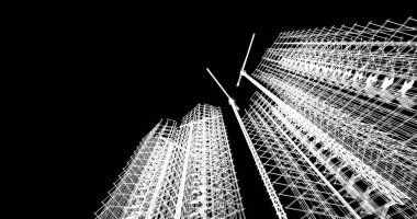 Mimari sanat konseptinde soyut çizgiler, minimum geometrik şekiller. 