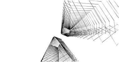 Mimari sanat konseptinde soyut çizgiler, minimum geometrik şekiller. 