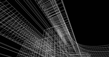 Mimari sanat konseptinde soyut çizgiler, minimum geometrik şekiller. 