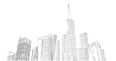 Arkaplanda mimari bina 3d illüstrasyon