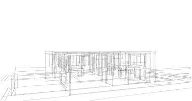 Mimari sanat konseptinde soyut çizgiler, minimum geometrik şekiller. 