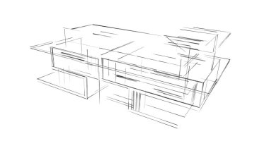 Arkaplanda mimari bina 3d illüstrasyon