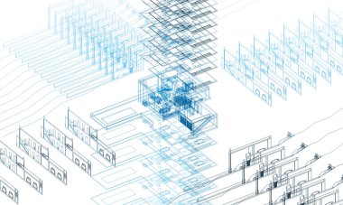Mimari sanat konseptinde soyut çizgiler, minimum geometrik şekiller. 