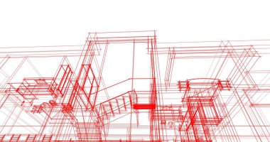 Mimari sanat konseptinde soyut çizgiler, minimum geometrik şekiller. 