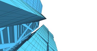 Arkaplanda mimari bina 3d illüstrasyon