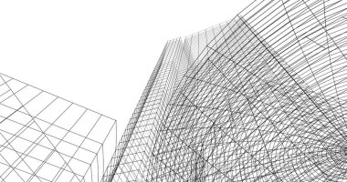 Mimari sanat konseptinde soyut çizgiler, minimum geometrik şekiller. 