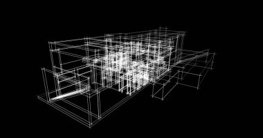 Arkaplanda mimari bina 3d illüstrasyon