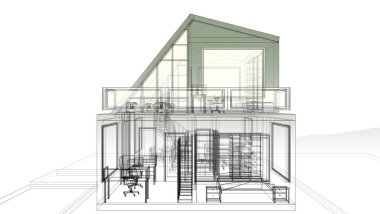 Arkaplanda mimari bina 3d illüstrasyon,