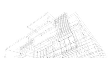 Arkaplanda mimari bina 3d illüstrasyon