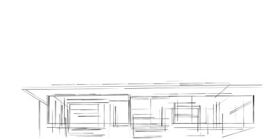 Mimari sanat konseptinde soyut çizgiler, minimum geometrik şekiller. 