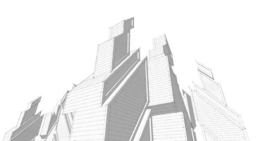 Mimari sanat konseptinde soyut çizgiler, minimum geometrik şekiller. 