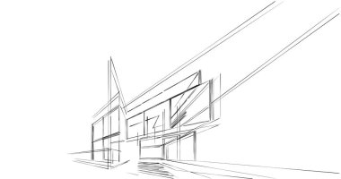 Mimari sanat konseptinde soyut çizgiler, minimum geometrik şekiller. 