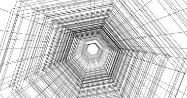 Arkaplanda mimari bina 3d illüstrasyon