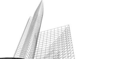 Mimari sanat konseptinde soyut çizgiler, minimum geometrik şekiller. 