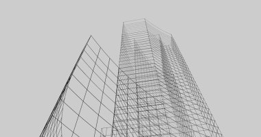 Mimari sanat konseptinde soyut çizgiler, minimum geometrik şekiller. 