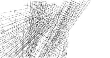 Mimari sanat konseptinde soyut çizgiler, minimum geometrik şekiller. 