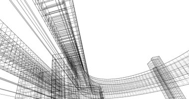 Mimari sanat konseptinde soyut çizgiler, minimum geometrik şekiller. 
