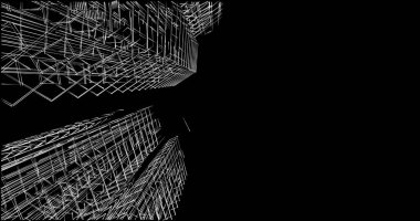 Mimari sanat konseptinde soyut çizgiler, minimum geometrik şekiller. 