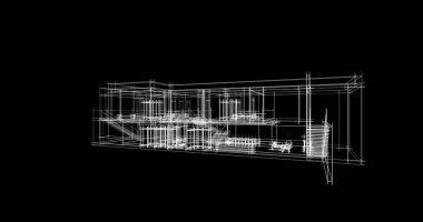 Arkaplanda mimari bina 3d illüstrasyon