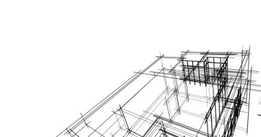 Mimari sanat konseptinde soyut çizgiler, minimum geometrik şekiller. 