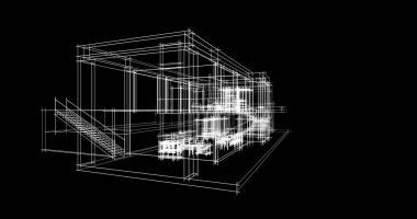 Arkaplanda mimari bina 3d illüstrasyon