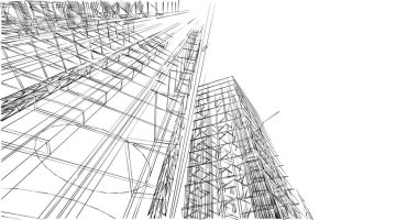 Mimari sanat konseptinde soyut çizgiler, minimum geometrik şekiller. 