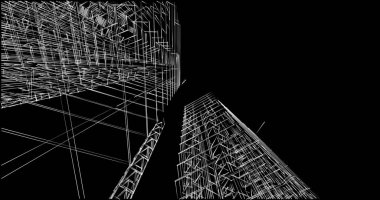 Mimari sanat konseptinde soyut çizgiler, minimum geometrik şekiller. 