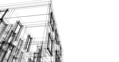 Arkaplanda mimari bina 3d illüstrasyon