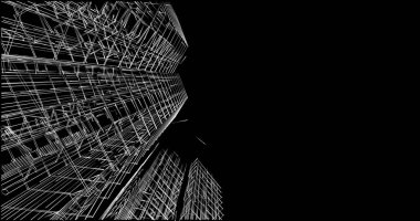 Mimari sanat konseptinde soyut çizgiler, minimum geometrik şekiller. 