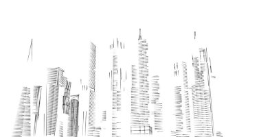 Arkaplanda mimari bina 3d illüstrasyon