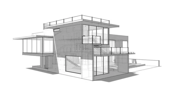 Minimalny Projekt Geometryczny Budynków Architektonicznych — Zdjęcie stockowe