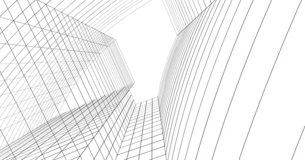 Abstract Drawing Lines Architectural Art Concept Minimal Geometrical Shapes — Stock Photo, Image