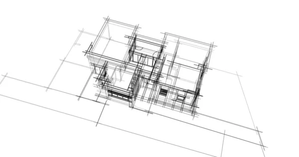 Abstrakcyjne Linie Rysunku Koncepcji Sztuki Architektonicznej Minimalne Kształty Geometryczne — Zdjęcie stockowe