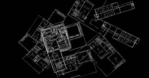 Абстрактные Чертежи Архитектурном Искусстве Минимальные Геометрические Формы — стоковое фото