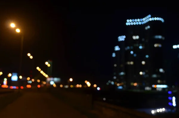 Verschwommene Abstrakte Lichter Hintergrund Der Stadt Der Nacht — Stockfoto