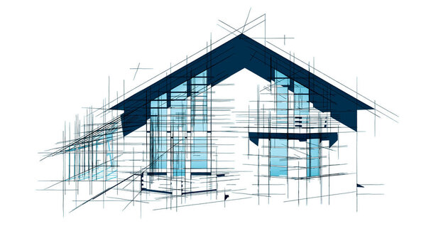 Abstract drawing lines in architectural art concept, minimal geometrical shapes. 