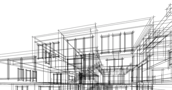 Αφηρημένες Σχεδιαστικές Γραμμές Στην Αρχιτεκτονική Έννοια Της Τέχνης Ελάχιστα Γεωμετρικά — Φωτογραφία Αρχείου