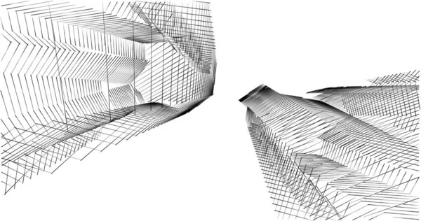 Elvont Rajzvonalak Építészeti Képzőművészetben Minimális Geometriai Formák — Stock Fotó