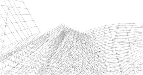 Abstrakcyjne Linie Rysunku Koncepcji Sztuki Architektonicznej Minimalne Kształty Geometryczne — Zdjęcie stockowe