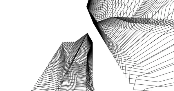 Abstrakcyjne Linie Rysunku Koncepcji Sztuki Architektonicznej Minimalne Kształty Geometryczne — Zdjęcie stockowe