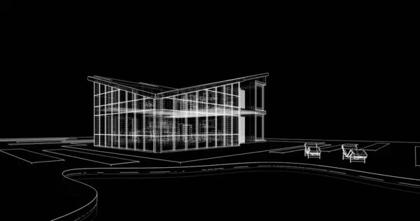 最小限の幾何学的形状建築線 — ストック写真