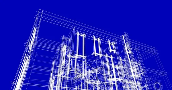 Elvont Rajzvonalak Építészeti Képzőművészetben Minimális Geometriai Formák — Stock Fotó