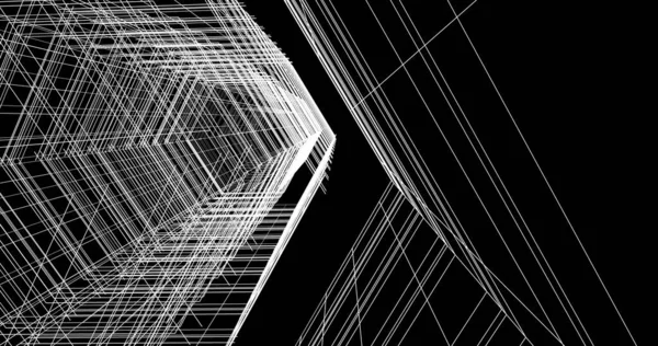 Garis Gambar Abstrak Dalam Konsep Seni Arsitektur Bentuk Geometris Minimal — Stok Foto