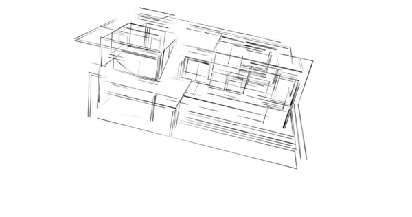 Abstrakcyjne Linie Rysunku Koncepcji Sztuki Architektonicznej Minimalne Kształty Geometryczne — Zdjęcie stockowe