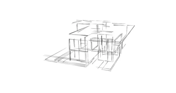 Líneas Abstractas Dibujo Concepto Arte Arquitectónico Formas Geométricas Mínimas —  Fotos de Stock