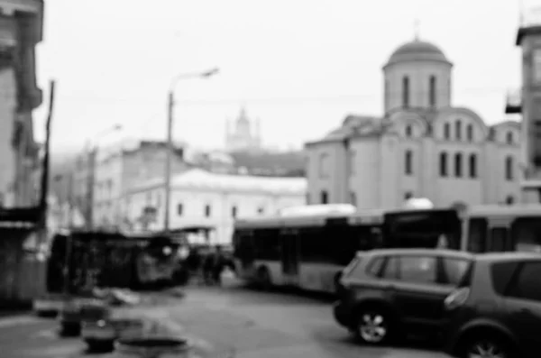 Defocused Shot Road Traffic Kyiv Ukraine — Stock Photo, Image