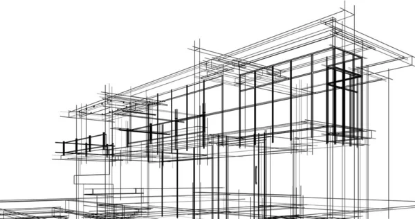 Abstrakcyjne Linie Rysunku Koncepcji Sztuki Architektonicznej Minimalne Kształty Geometryczne — Zdjęcie stockowe