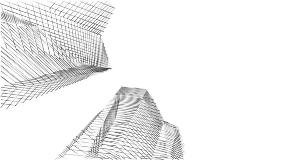 Abstrakcyjne Linie Rysunku Koncepcji Sztuki Architektonicznej Minimalne Kształty Geometryczne — Zdjęcie stockowe