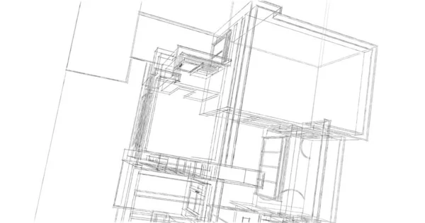 Abstrakcyjne Linie Rysunku Koncepcji Sztuki Architektonicznej Minimalne Kształty Geometryczne — Zdjęcie stockowe